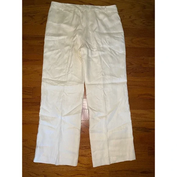 Lauren Ralph Lauren Cream Colored 100% Linen Pants 32.5" Inseam Size 16 - Picture 9 of 9